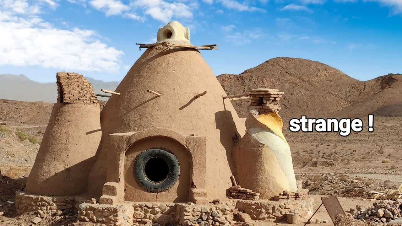 A strange rural structure , village life , traditional food ابر خشت روستایی . یزد