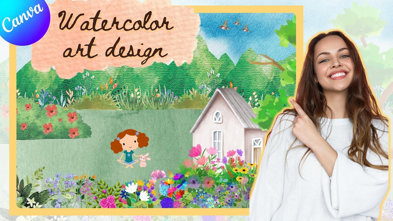 Watercolor art design in canva | Create and sell digital art paintings