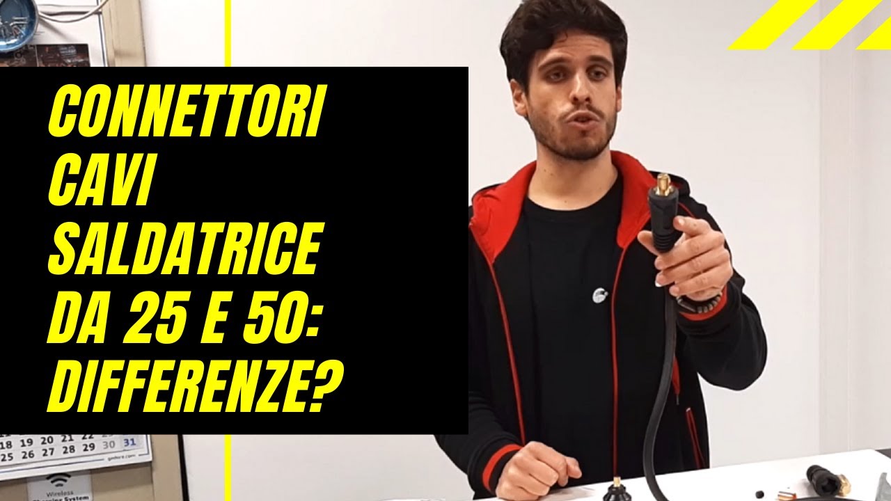 Differenze tra connettore grande (da 50 mmq) e piccolo (da 25mmq) dei cavi della saldatrice
