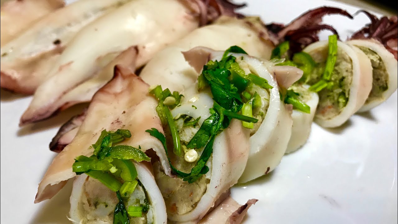 Steamed Calamari Stuffed with Shrimp