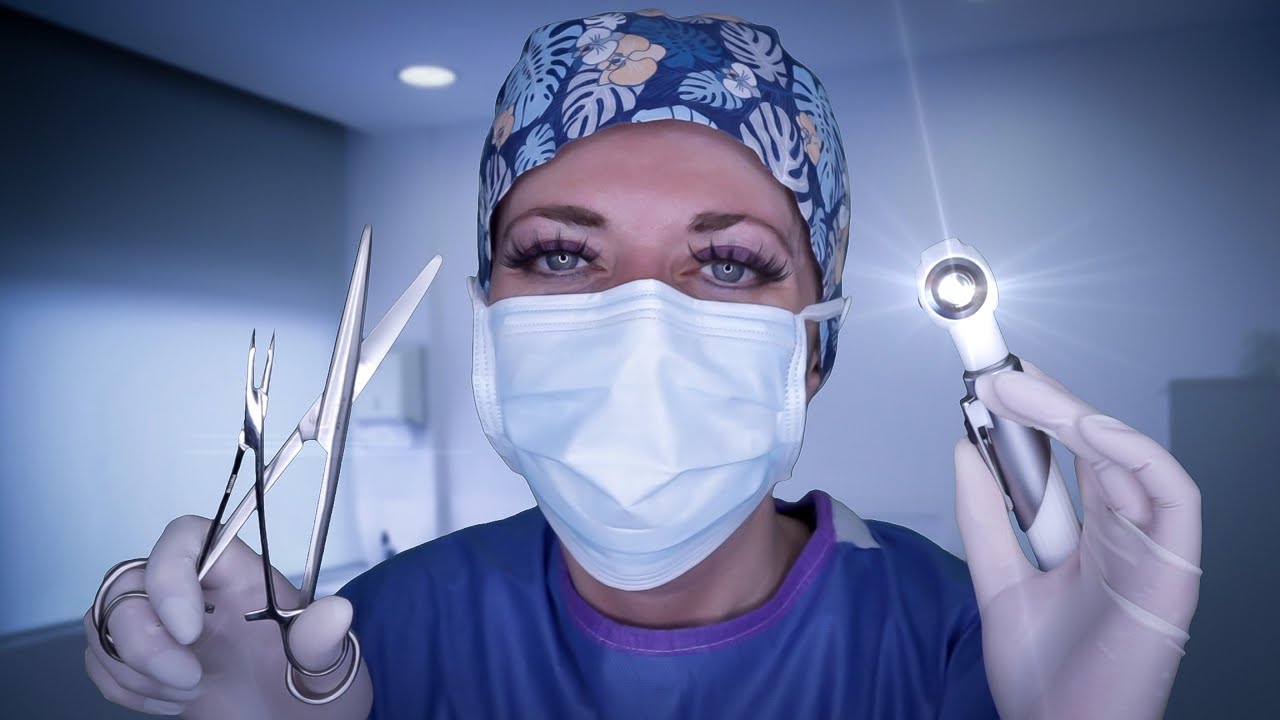 ASMR Ear Surgery - Otoplasty/Pinning - Otoscope Exam, Latex Gloves, Anaesthesia, Crinkles, Snipping
