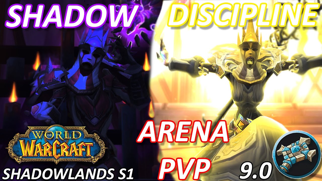 Shadow and Disc Priest Arena PvP Battlegrounds | Prot Paladin Healers  | WoW Shadowlands Season 1