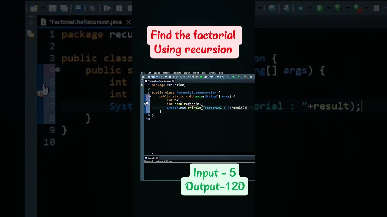 Java program to find factorial using  recursion || MHCoder || #coding #coding #programming #javacode