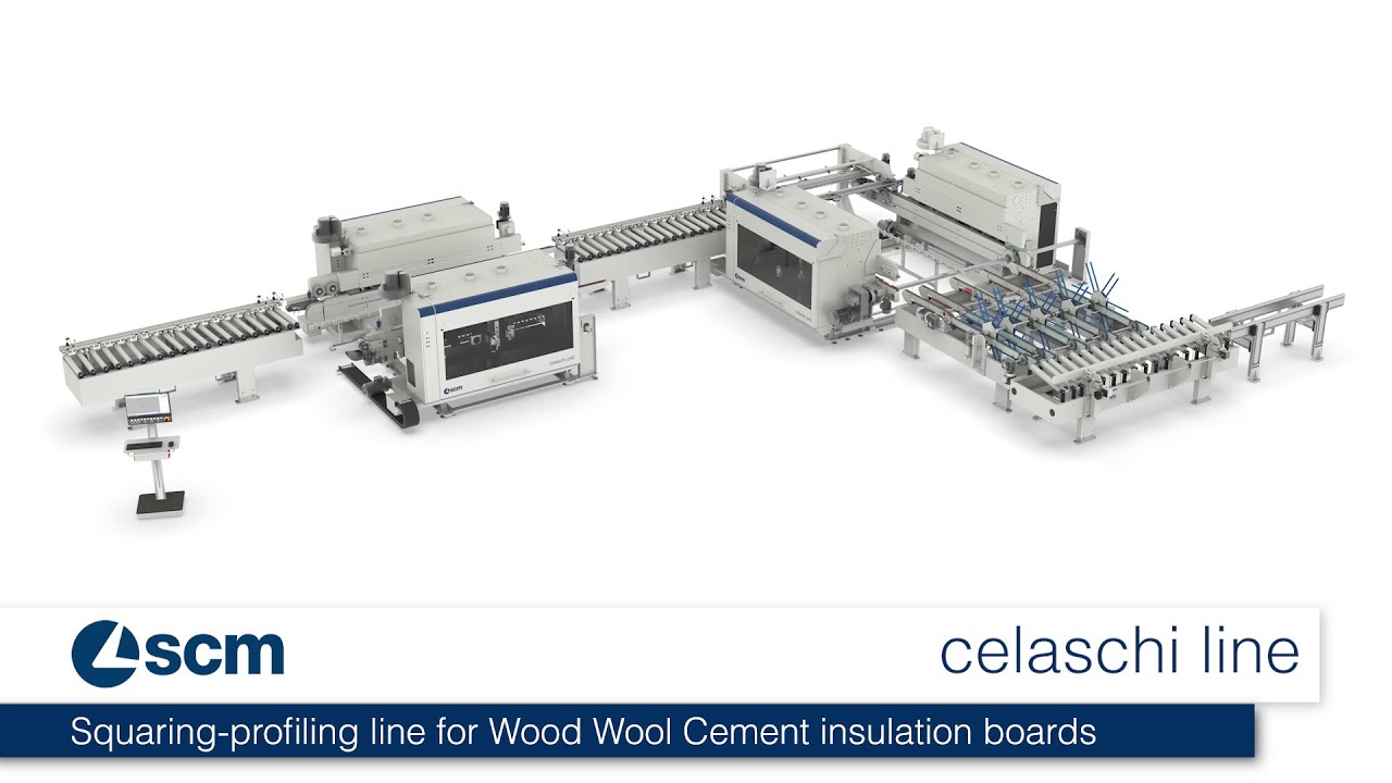 SCM CELASCHI LINE &ndash; Squaring&ndash;profiling line for insulation boards in Wood Wool Cement