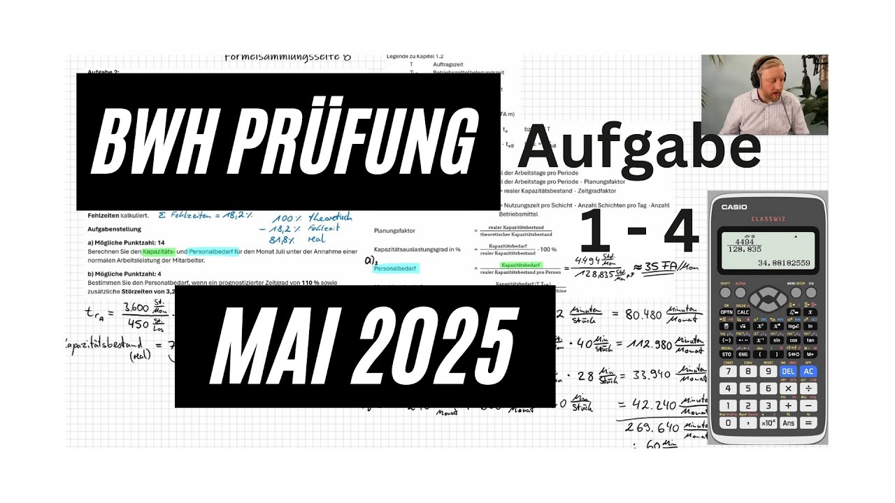 BWH Prüfung Frühjahrsprüfung 2025 für Industriemeister IHK Aufgabe 1+2+3+4