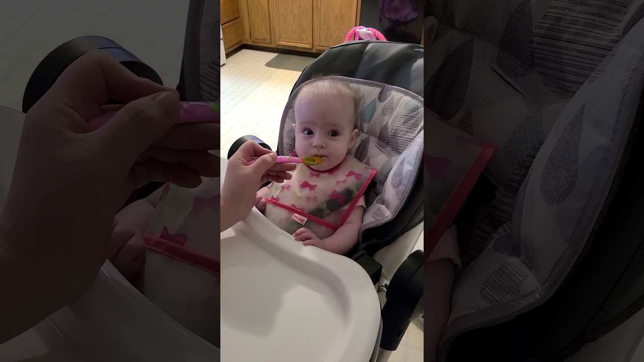 Lacey eating baby food for the first time ever!