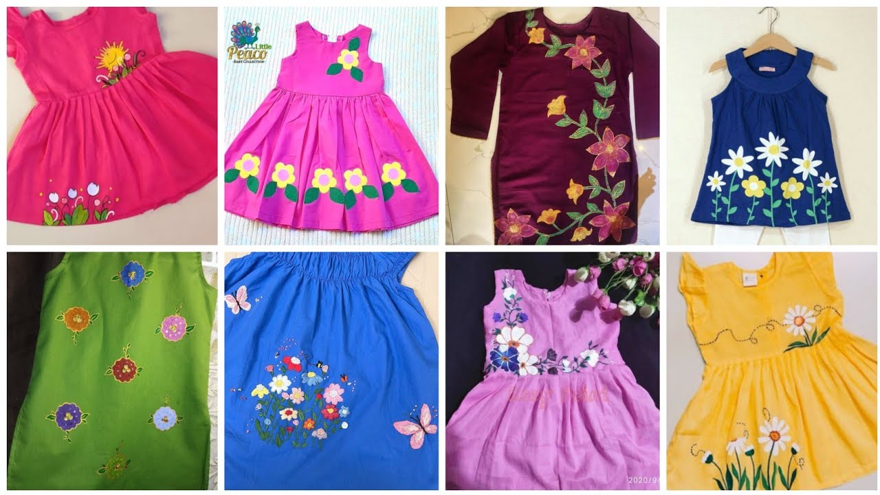 New Hand Painted Winter Frocks Designs For Baby Girls 2026/Fabric Painting On Clothes