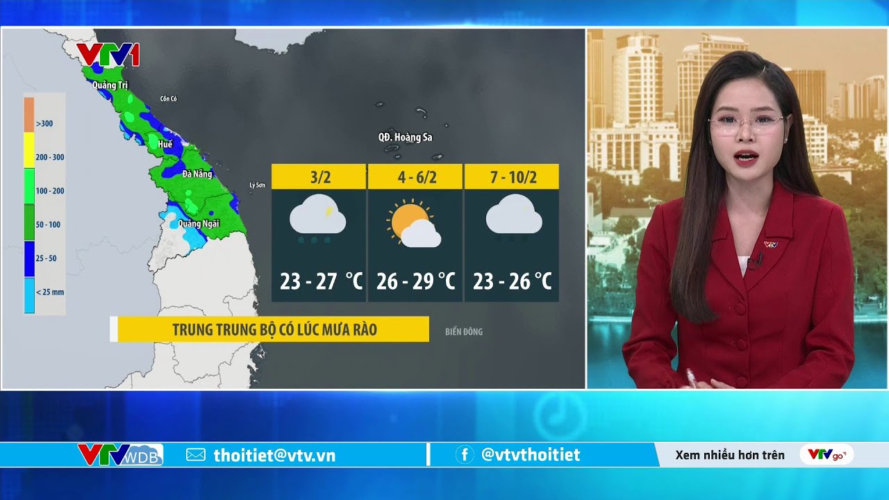 Dự báo thời tiết 5h30 - 03/02/2026 | Trung Bộ hôm nay có lúc mưa rào | VTVWDB