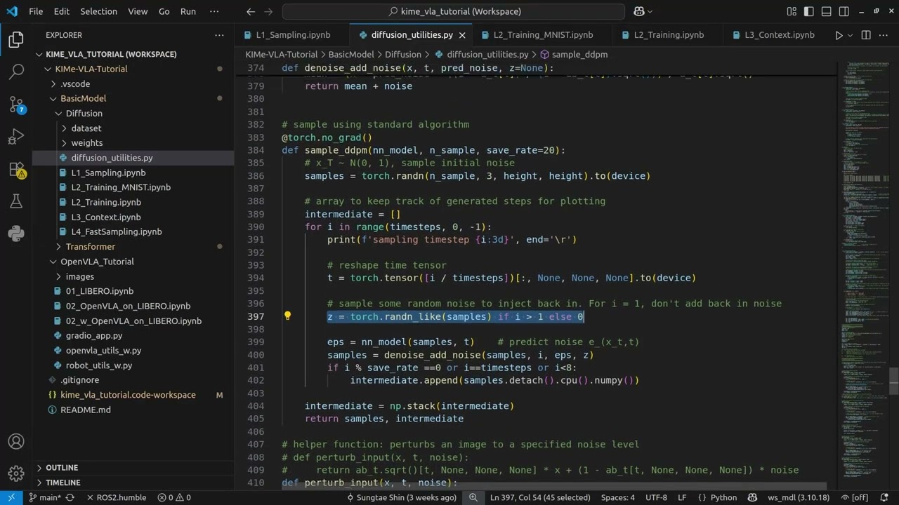 비전-언어-액션 모델 기반 로봇 매니퓰레이션 - #07 Diffusion 모델 실습 코드 설명 1