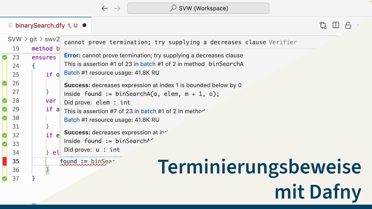 Terminierungsbeweise mit Terminierungsfunktionen in Dafny
