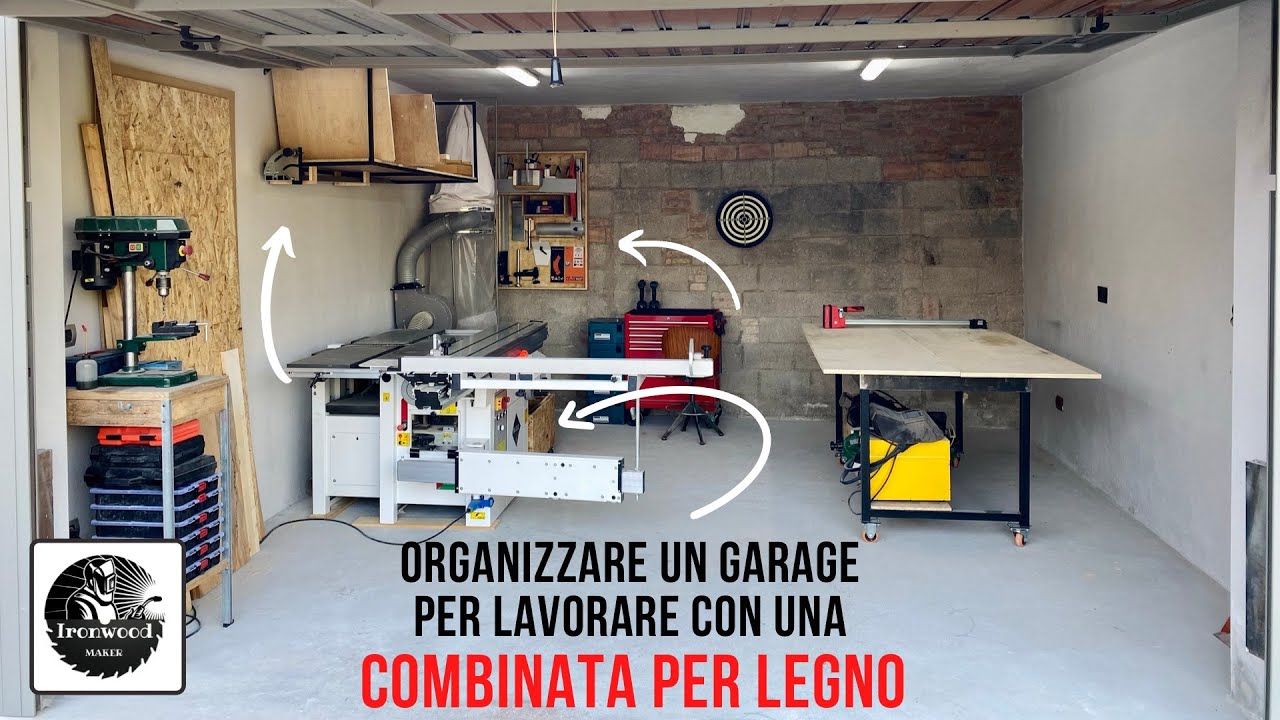 Organizzazione garage/laboratorio con una combinata per legno