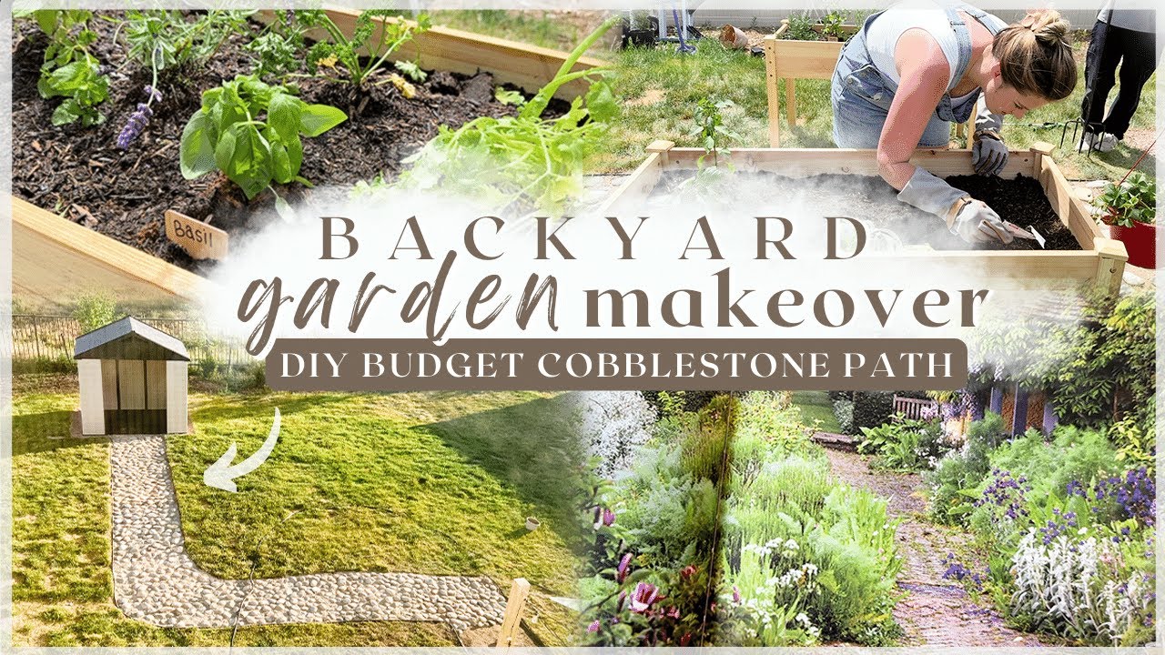 BACKYARD MAKEOVER! DIY cobblestone path + building a garden shed + secret garden! pt. 1