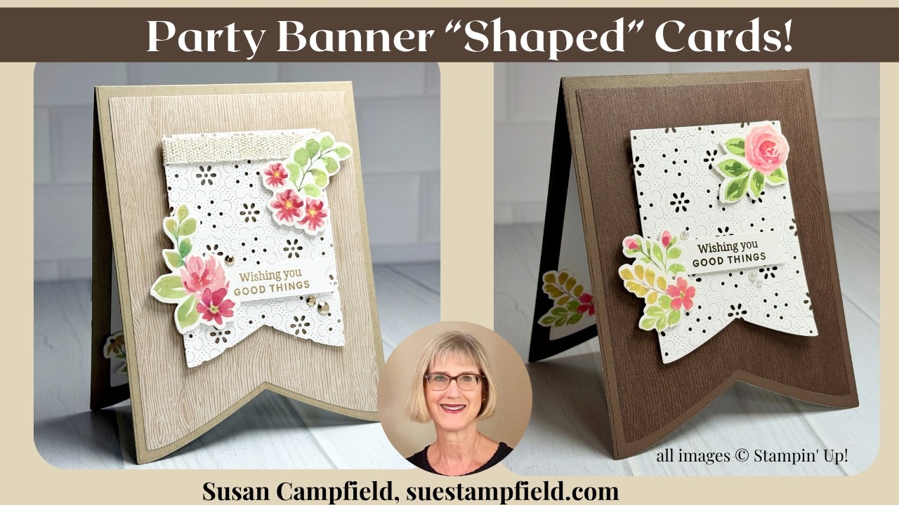 Party Banner Shaped Cards! Featuring Extraordinary Flora Washi Tape and the Eyelet Blooms Die!