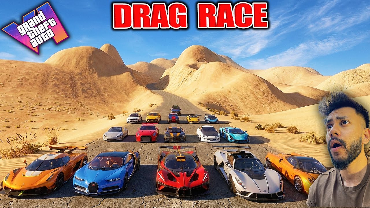 WHICH SUPERCAR IS FASTEST ? DESERT DRAG RACE |GTA 5 ABHISHEKKZ GAMING
