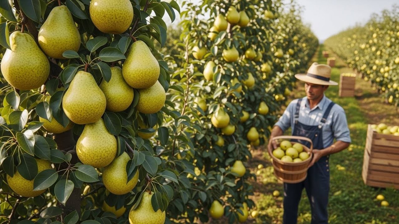 How Pears Are Harvested and Turned Into Juice | Modern Agriculture Technology