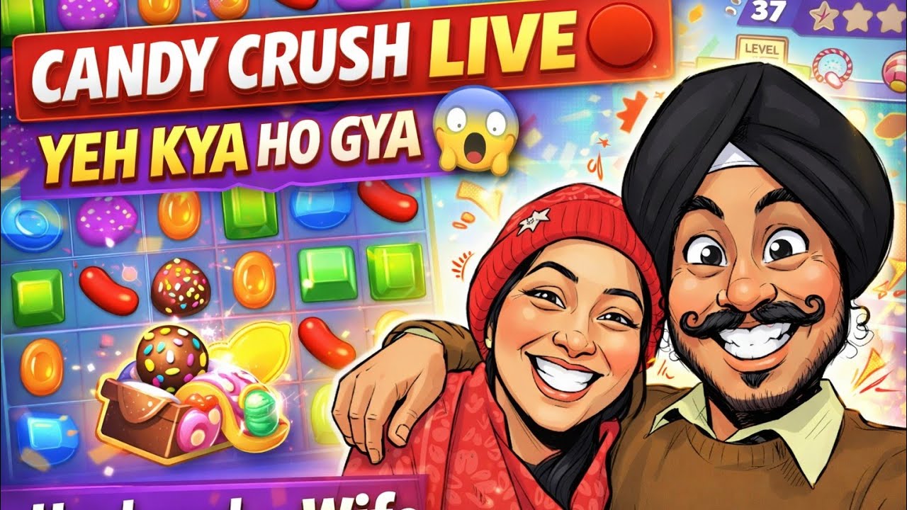 Husband vs wife Candy crush saga live punjabi gameplay  hard level 😱