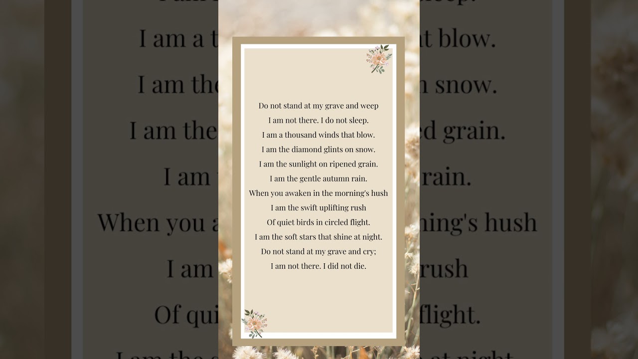Beautiful poetry for funerals & memorial services