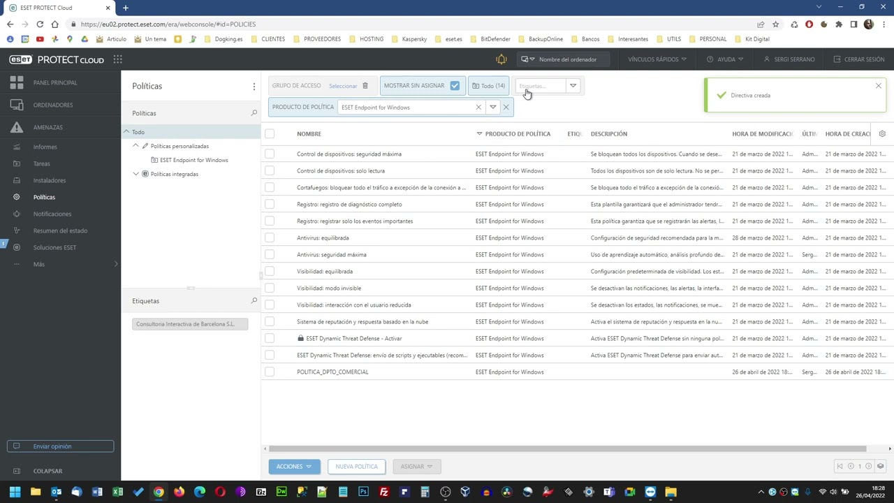 Como limitar categorías Web con ESET PROTECT ENTRY