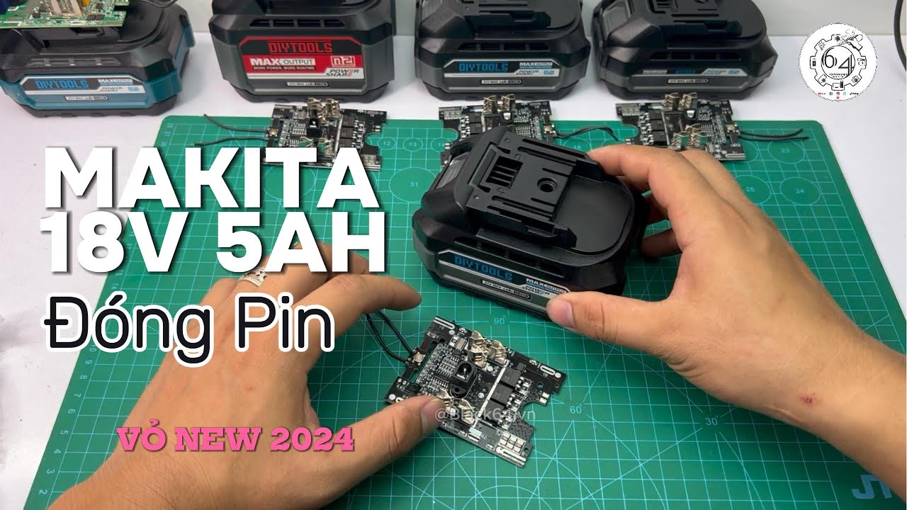 VM Pin Makita này mới mà giờ e mới rảnh làm | Đóng pin Makita 18V 5Ah 4 Led hông | Black 64