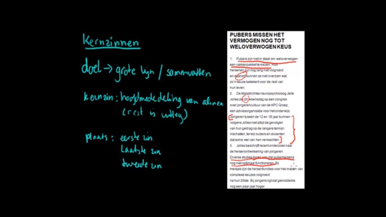 Hoe vind ik de kernzin? - (Nederlands)