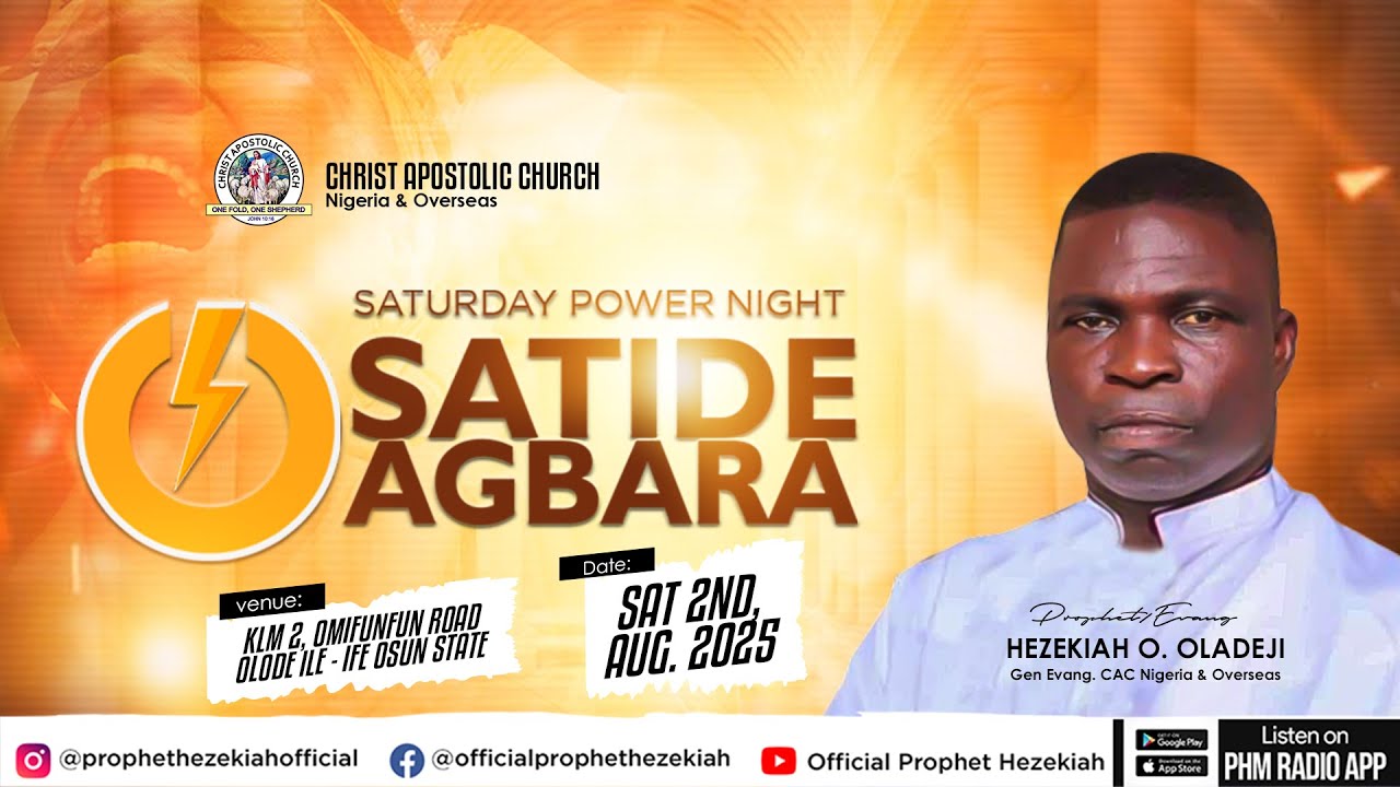 SATURDAY POWER (SATIDE AGBARA) AUGUST 2025 EDITION || PROPHET HEZEKIAH LIVE BROADCAST