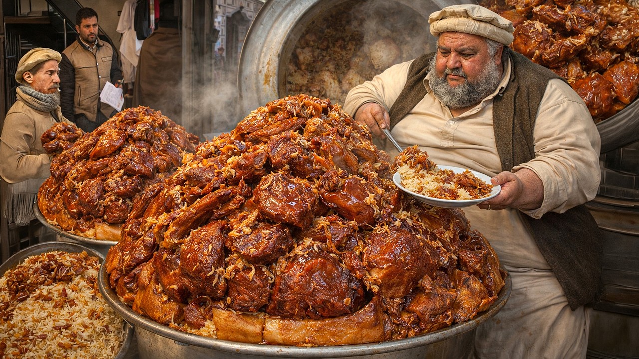 Most Famous 100 KG Kabuli Pulao | Uzbek pulao | Street food Afghanistan