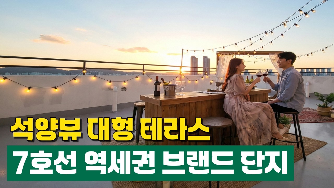 최상층 테라스 펜트하우스👑 20평형 2룸 7호선 대단지 아파트형 신축 4개동 264세대 GTX호재! 야외 테라스에서 누리는 노을 어때요?🧡 (No.6934)｜월드메르디앙 라제스티