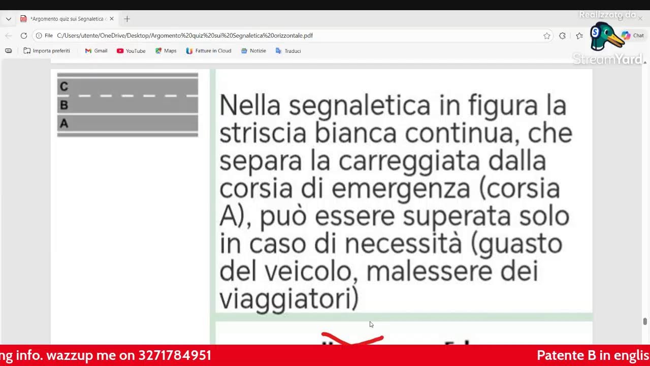 Chapter 10 Argomento quiz sulla segnaletica orizzontale