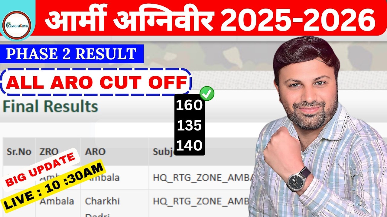 🔴ARMY AGNIVEER SECOND PHASE FINAL RESULT 2025 | ARMY AGNIVEER ALL ARO FINAL RESULT  LIST OUT DATE ?