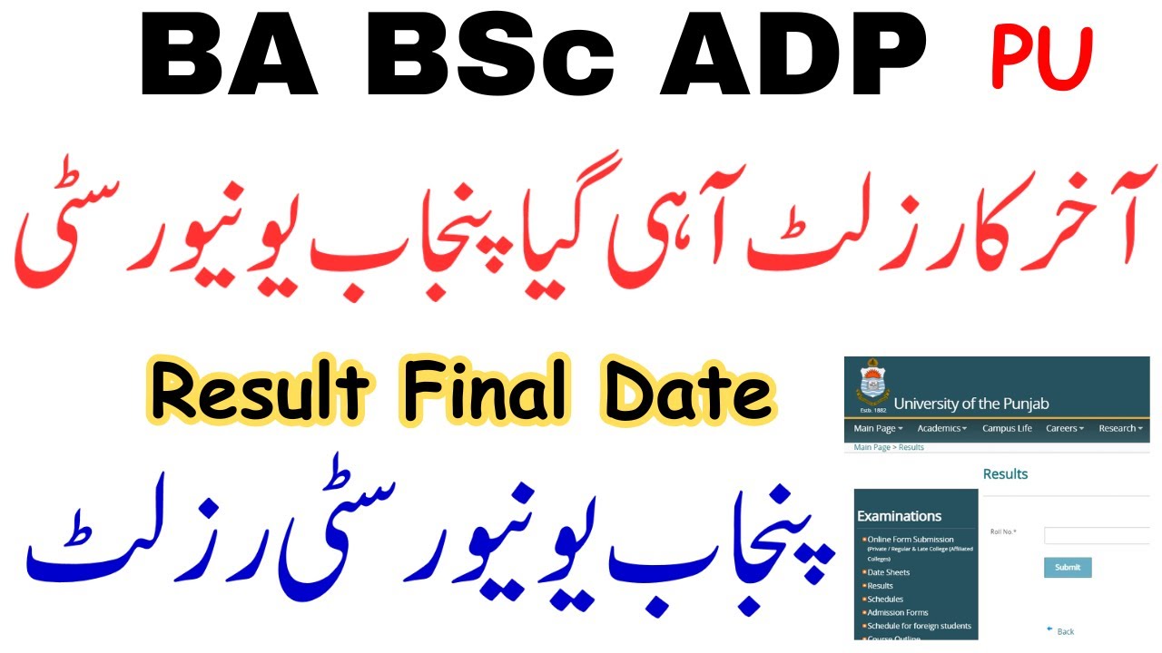 Results BA BSc ADA ADS 2023 PU - Punjab University Result 2023