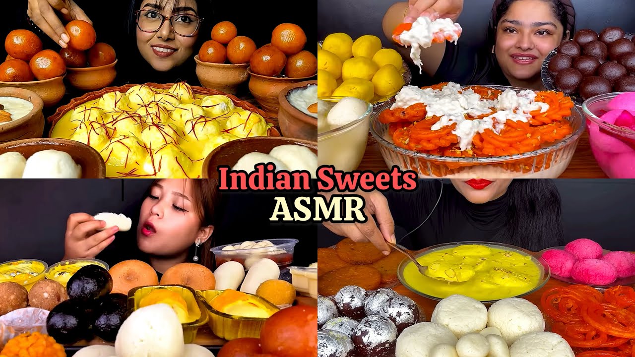 EATING RASGULLA, GULAB JAMUN, JALEBI | INDIAN SWEETS ASMR | MUKBANG | DESSERT