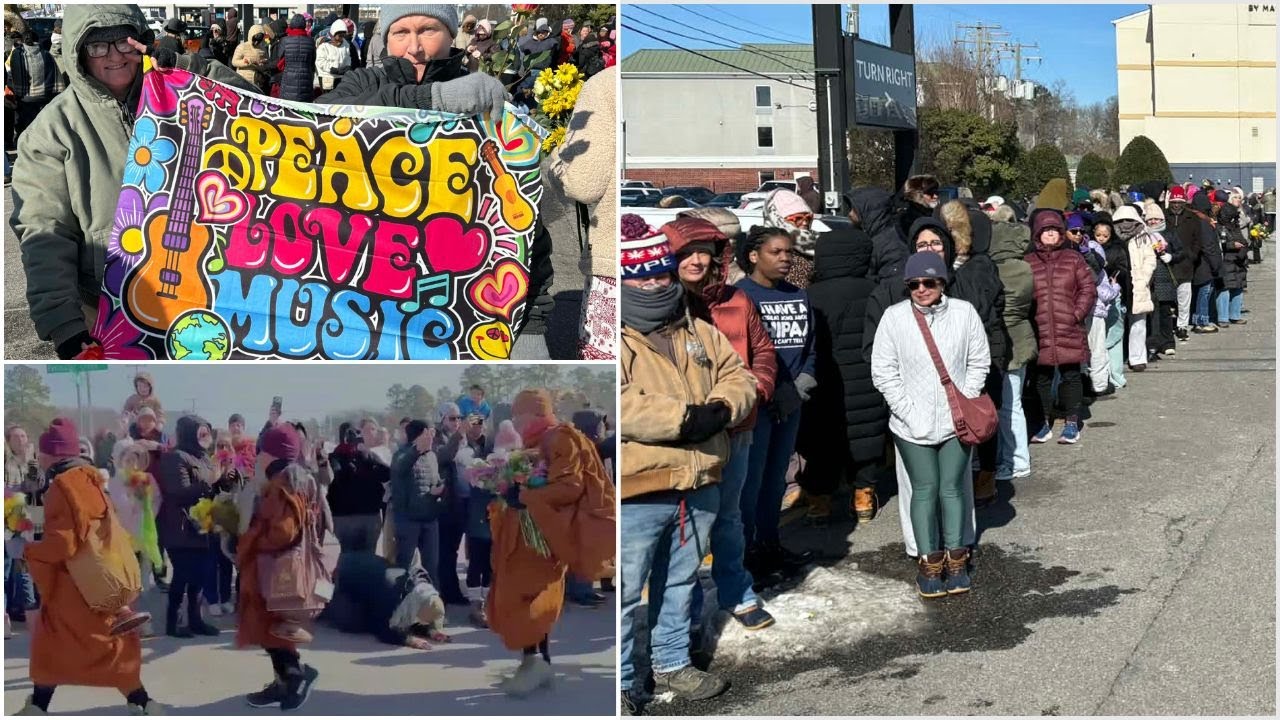 Thousands brave arctic air to witness monks' peace walk through Chesterfield: 'That was awesome'