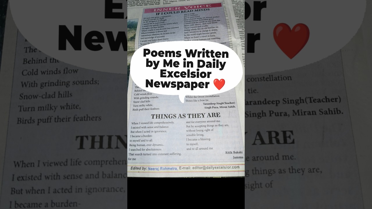 3 Poems Written by Me in Daily Excelsior ❤️