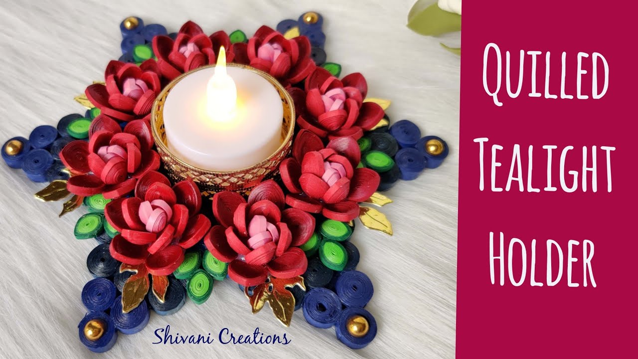 Quilled Tealight Holder/ Quilling Roses