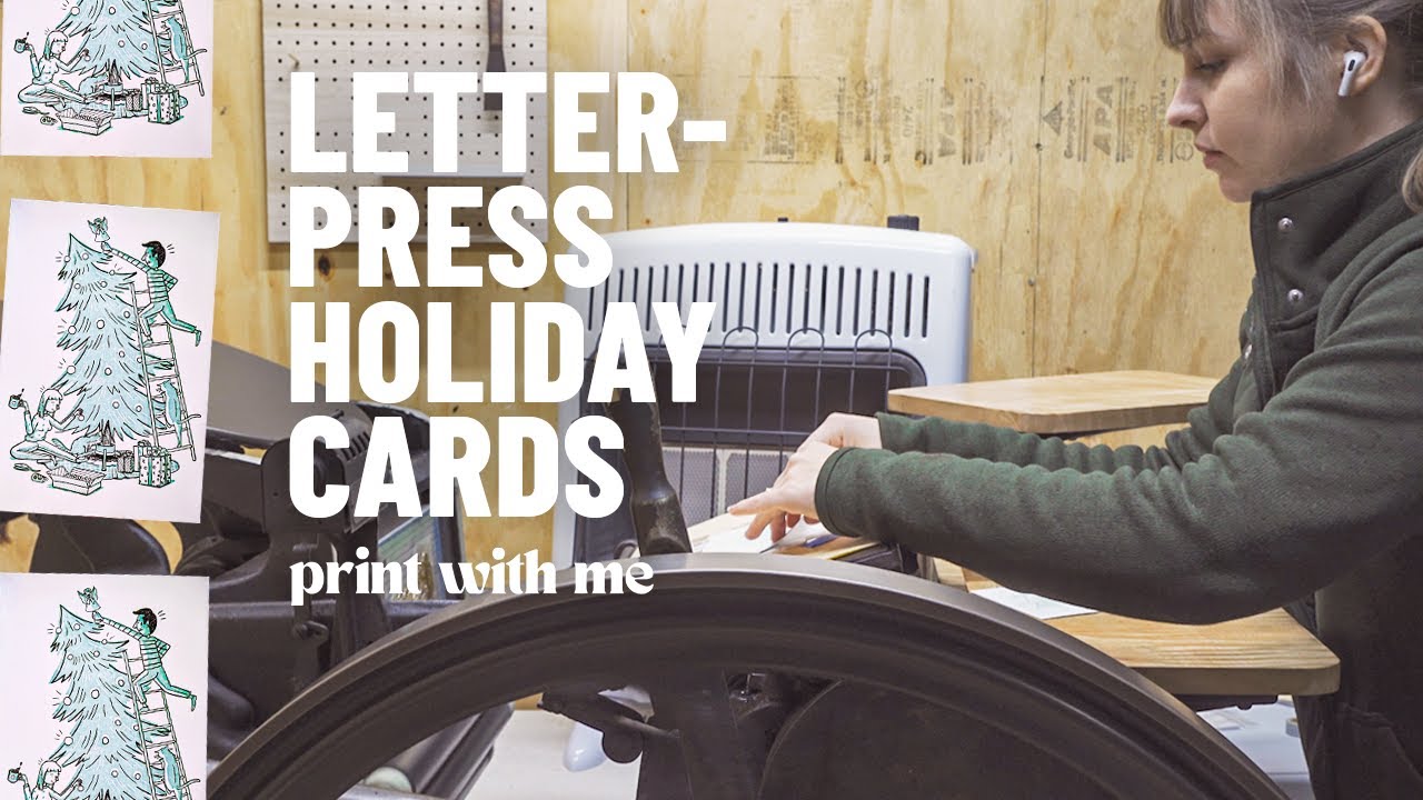 ✸ Another print with me ✸ 30 minutes of printing holiday cards on my C&P press (ASMR)