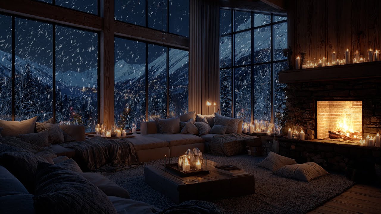 Gentle Snow & Fireplace Glow ❄️ Winter Piano Sounds for Deep Focus, Calm Mind and Rest