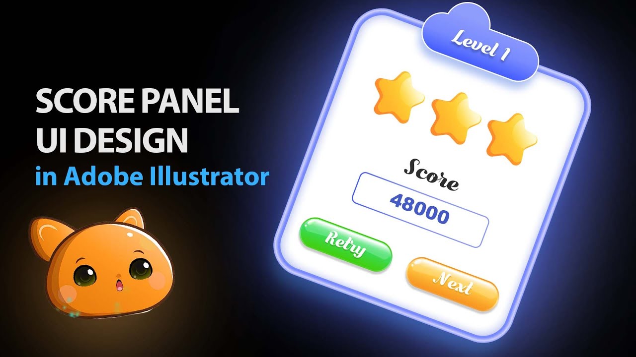 Candy Style 2D Score UI Panel designing in Adobe Illustrator