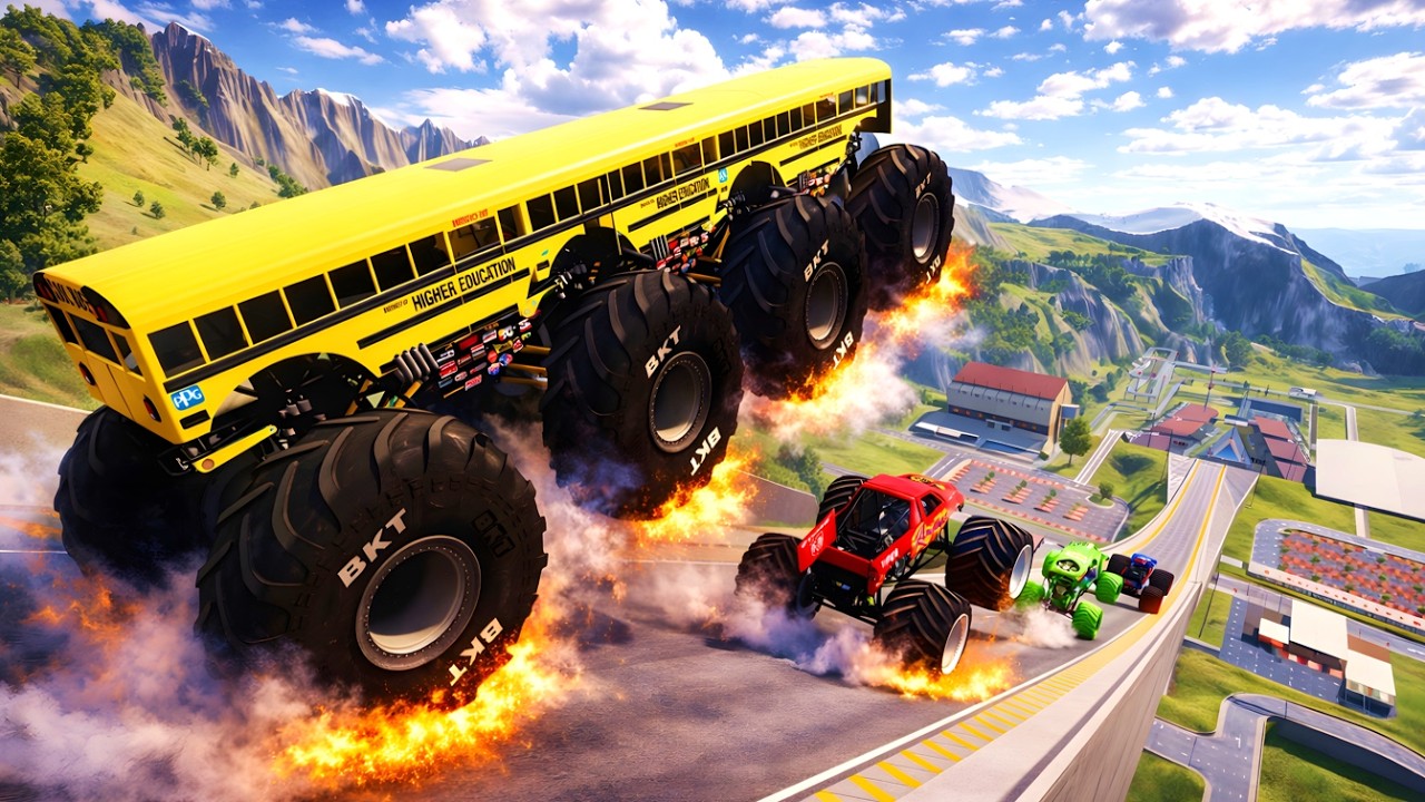 Epic High Speed monster trucks jumps stunts & crashes #082 in BeamNG Drive