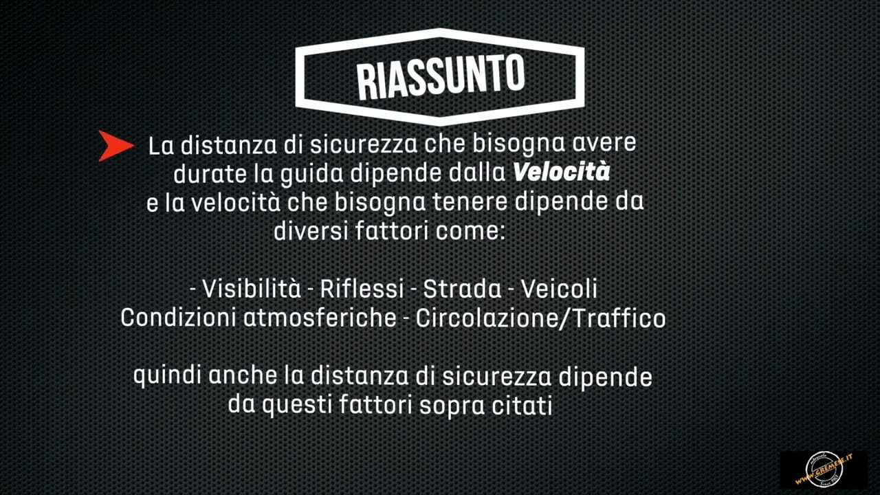 Corso di teoria - Distanza di sicurezza - Autoscuola Gremese