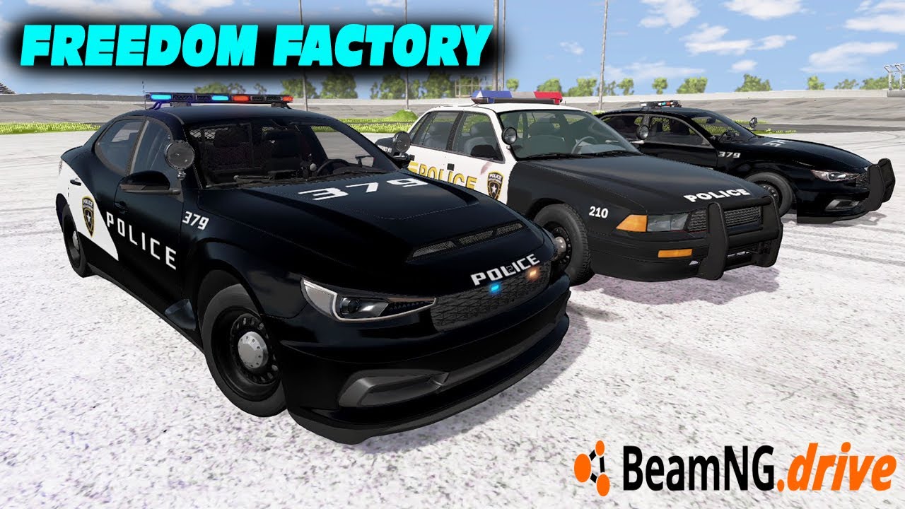 BeamNG.drive MP - CRASHING COP CARS AT FREEDOM FACTORY!