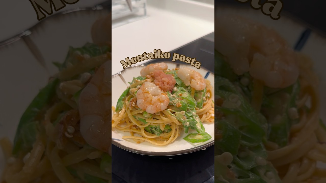 Mentaiko pasta with okra, chilli and mayo &mdash; creamy, warm, and full of flavor #cookingtherapy