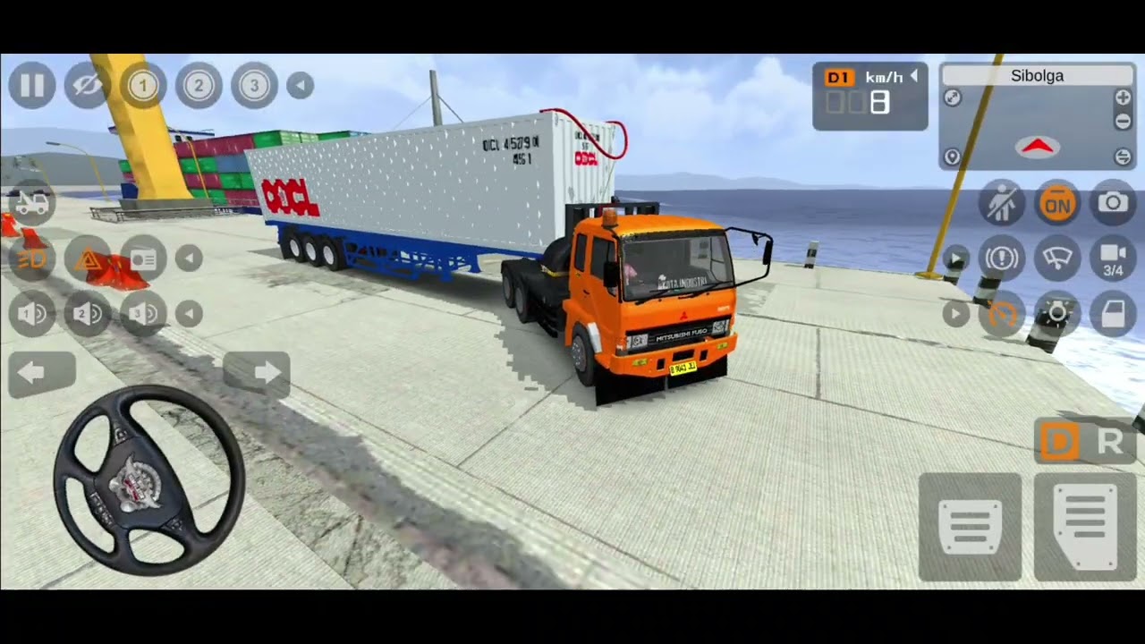 WAH PERMAINAN TRUK TRAILER KONTAINER FUSO 40 FEET MUAT PETI KEMAS OOCL -GAME BUS SIMULATOR INDONESIA
