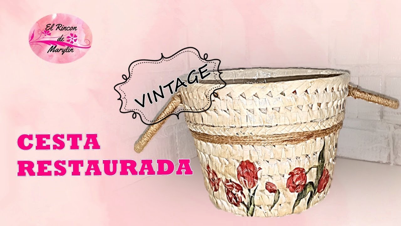 CESTA COSTURERO RECICLADA Y RESTAURADA VINTAGE