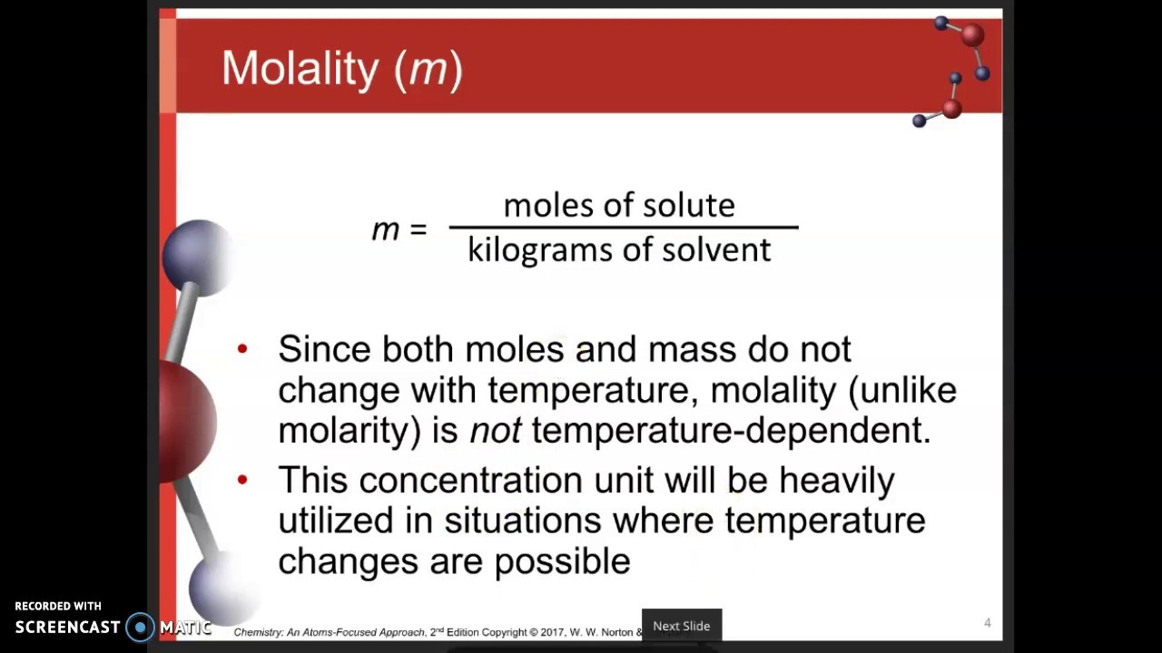 Chapter 11 Introduction - What is molality?