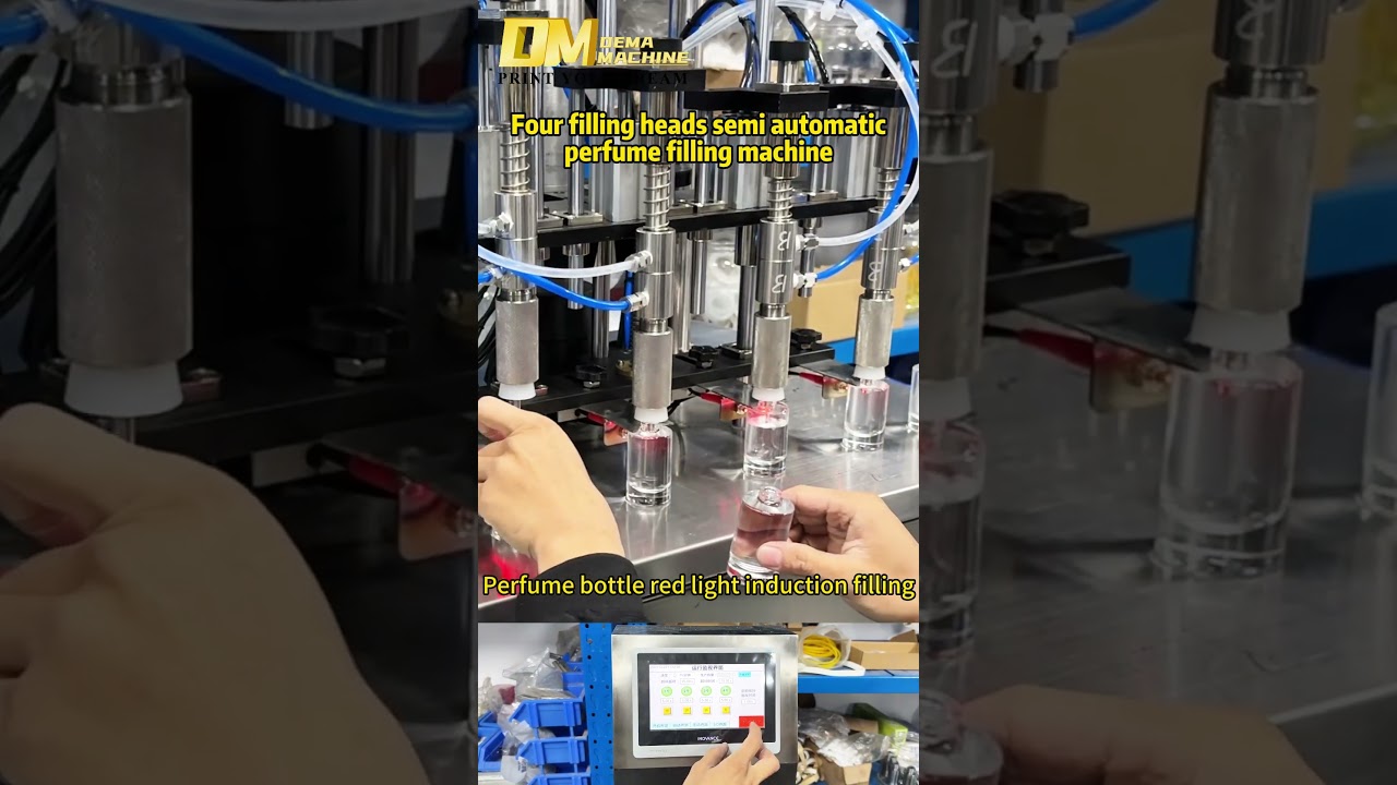 💧 DEMA Machine | 4-Head Semi-Automatic Perfume Filling Machine