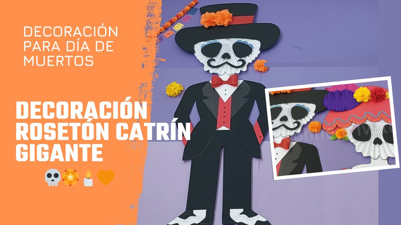 Decoración Rosetón catrín gigante 💀🏵🕯🧡