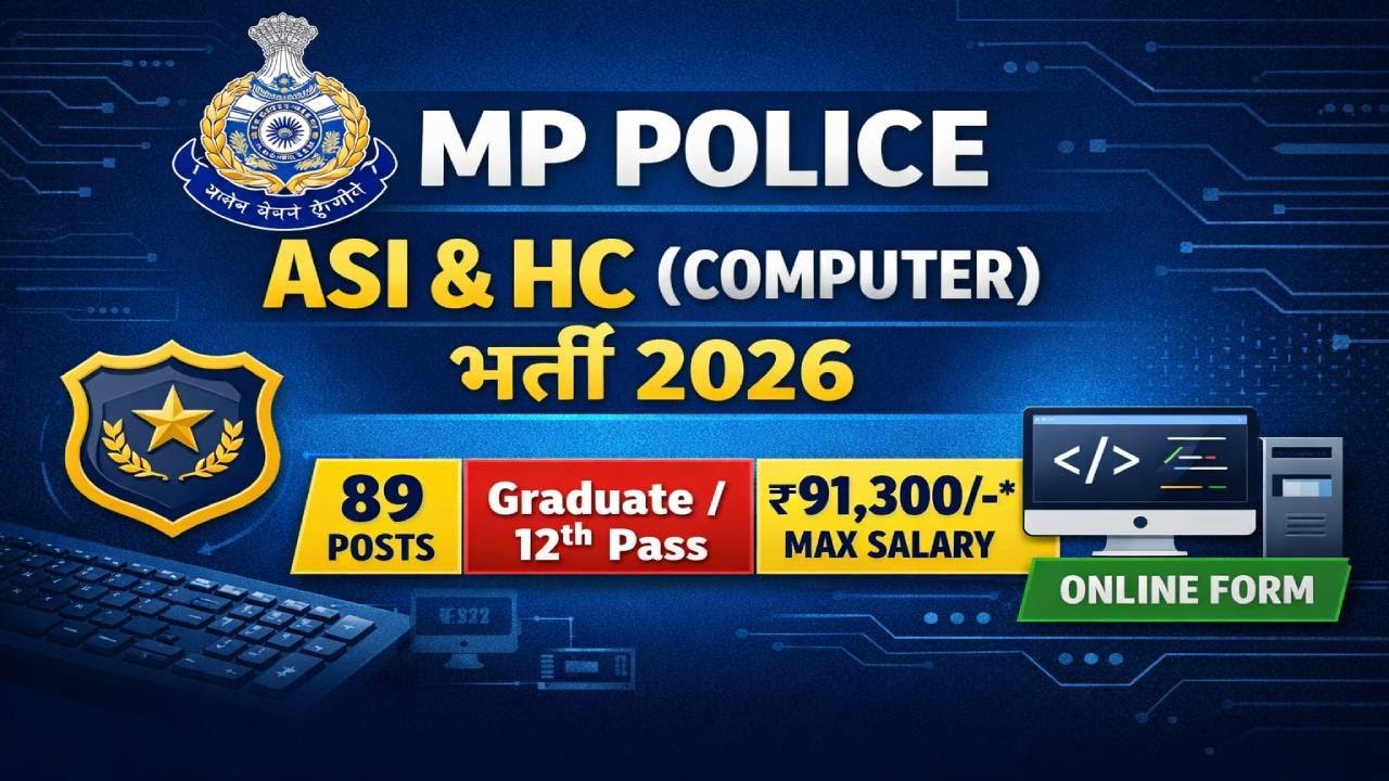MP Police ASI & Head Constable (Computer) Recruitment 2026 | 89 Posts | Eligibility, Exam, Salary