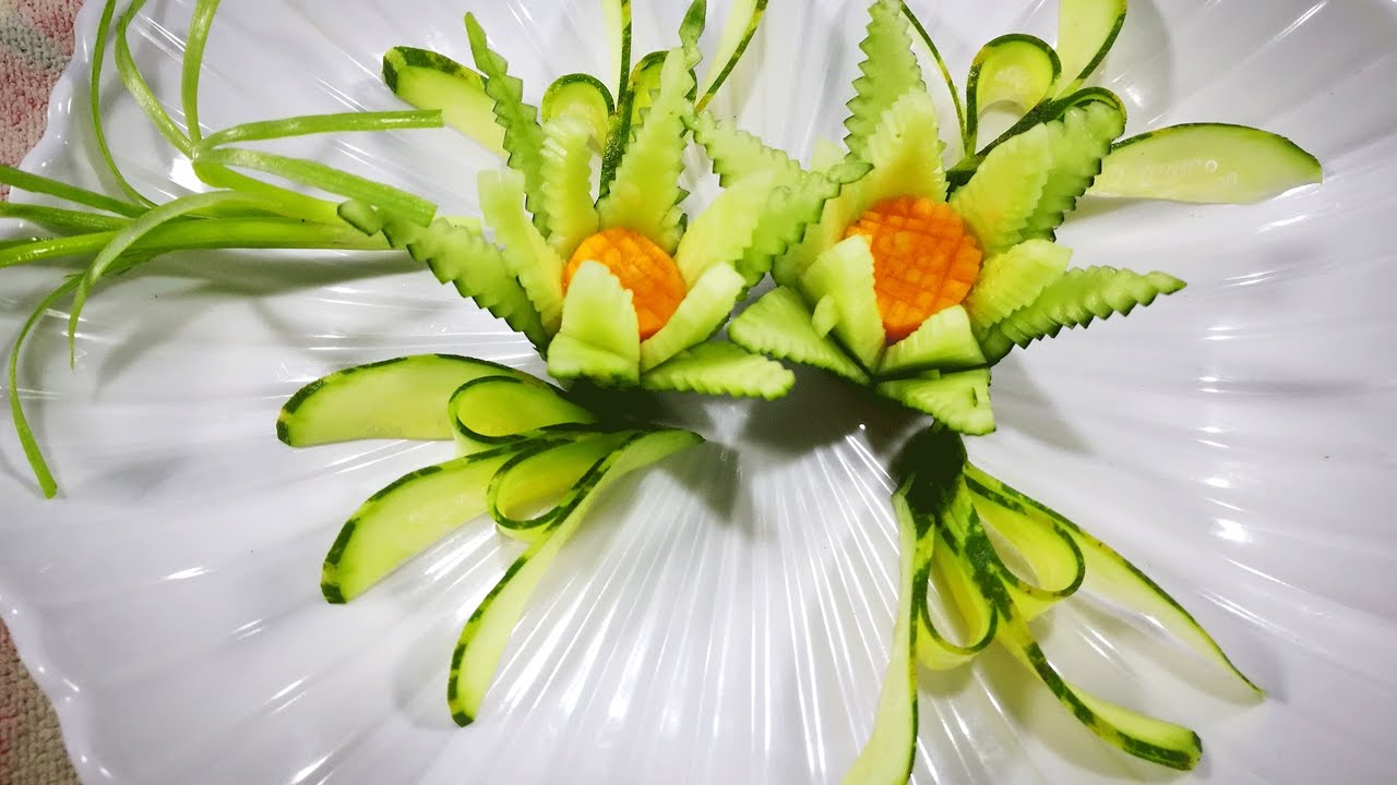 Cucumber carving flower - Vegetable Art In & Design