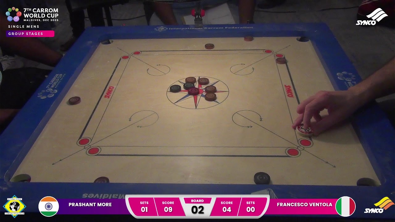 MENS SINGLE | FRANCESCO VENTOLA (ITALY ) VS PRASHANT MORE (IND)|7th Carrom World Cup 2025