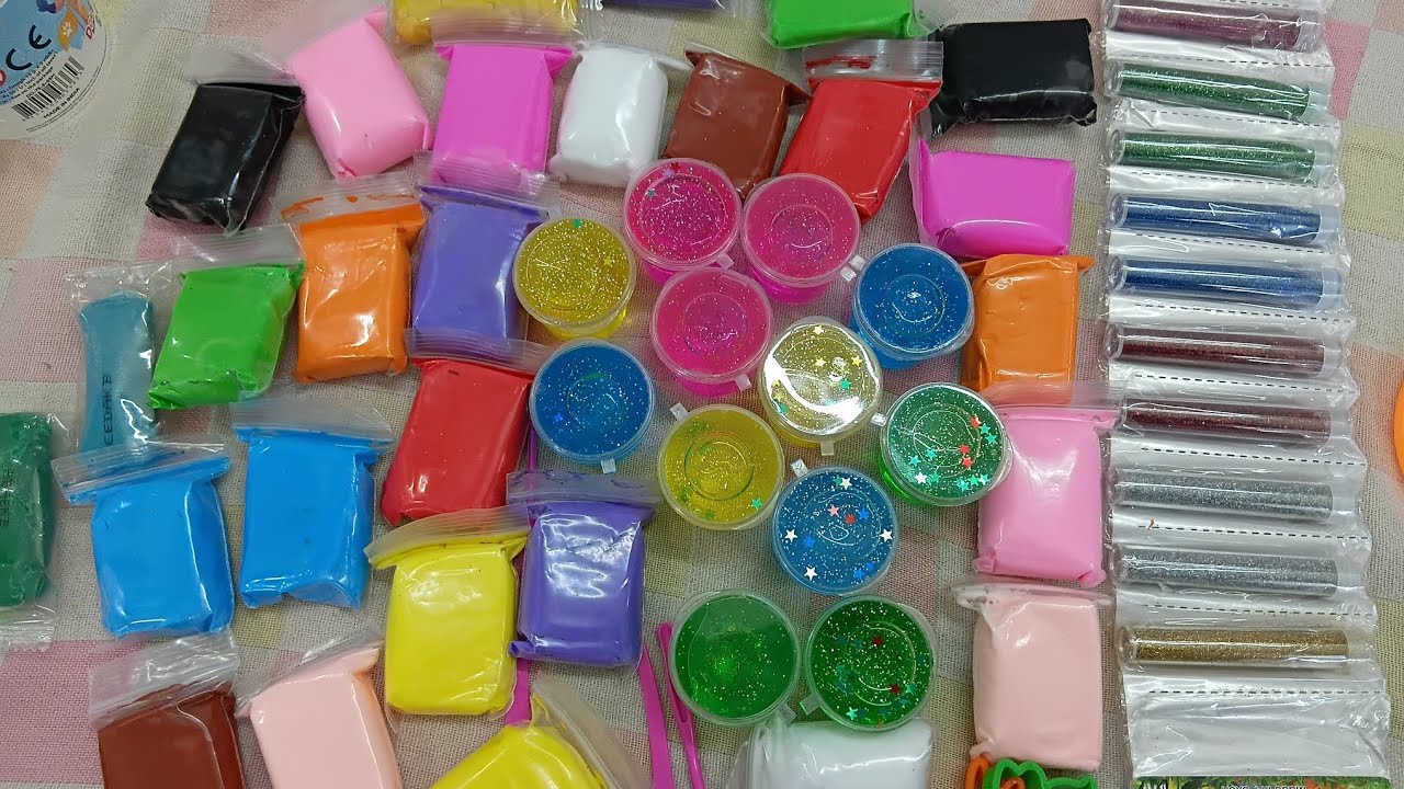 24 pieces of polymer clay 12pieces of slime & glitter unboxing #unboxing #asmr #slime #clay #glitter